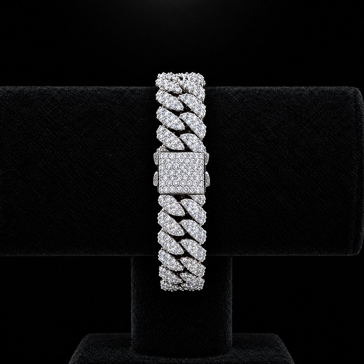 Bracelet Cuban Prong 10 mm Argent