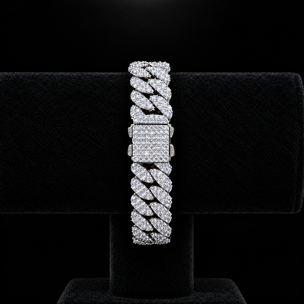Bracelet Cuban Prong 14 mm Argent