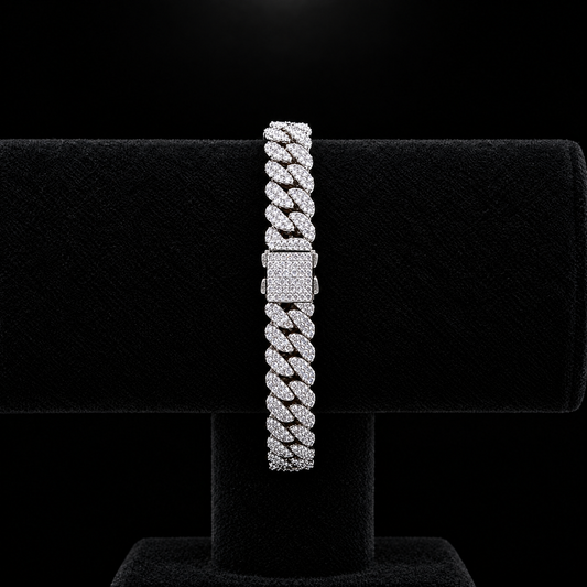 Bracelet Cuban Prong 8 mm Argent