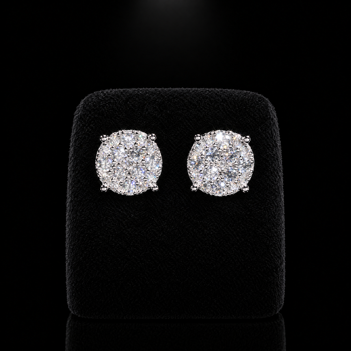 Boucles d'oreilles rondes pavées moissanite